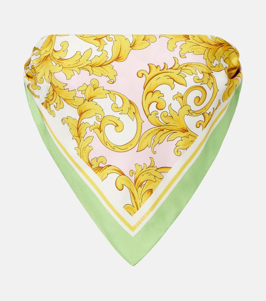 versace printed silk twill bandeau top