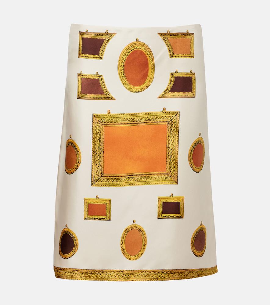 versace printed silk twill pencil skirt