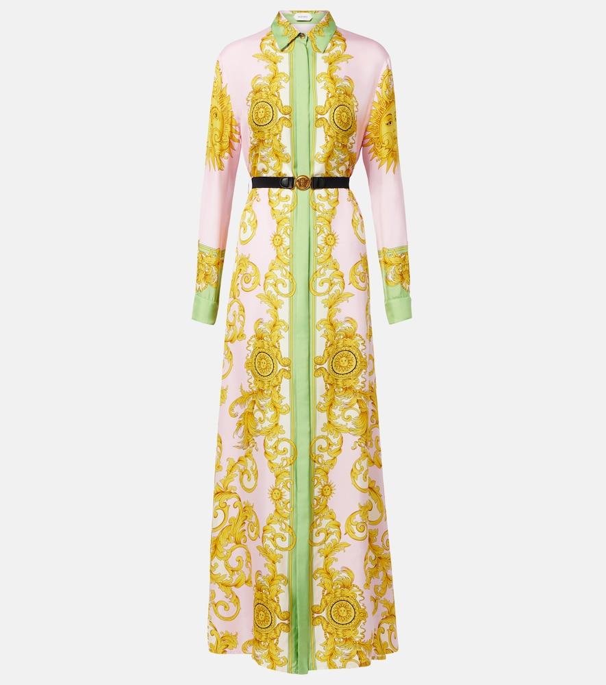 versace printed silk twill shirt dress