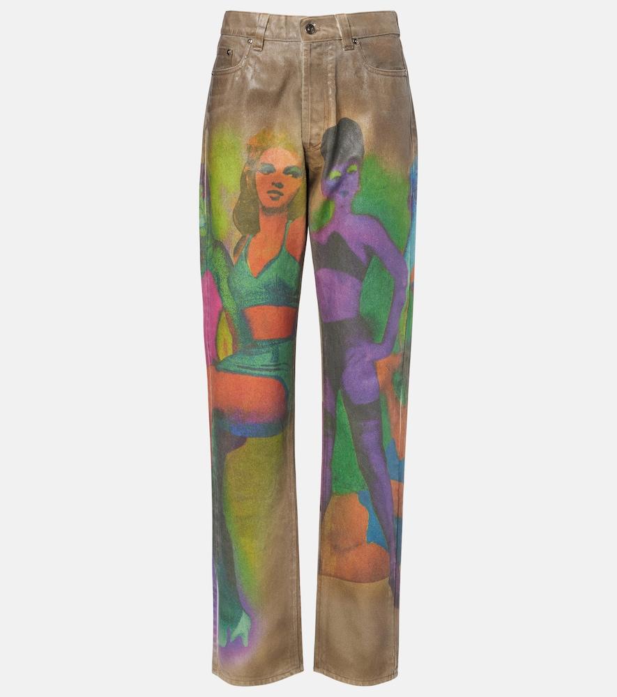 versace printed straight jeans
