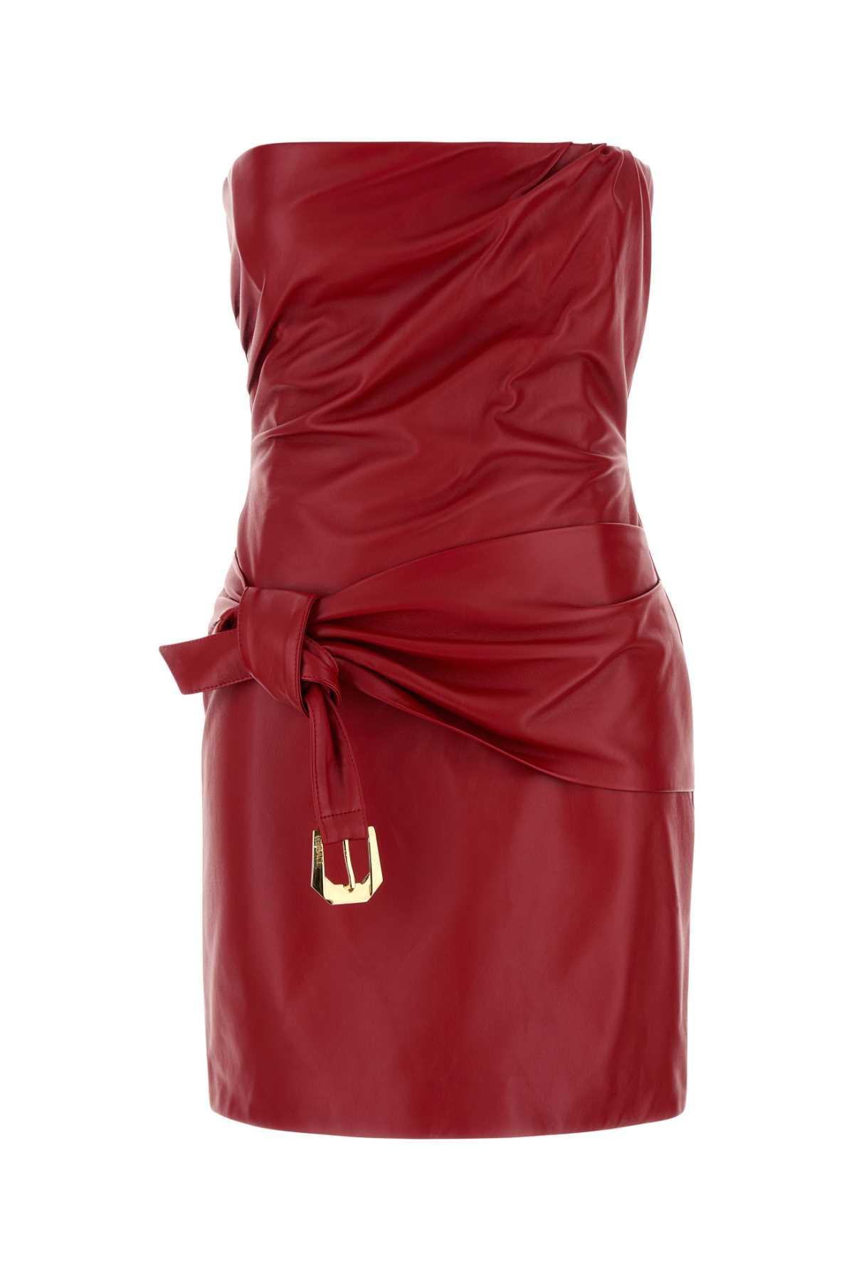 versace red leather mini dress