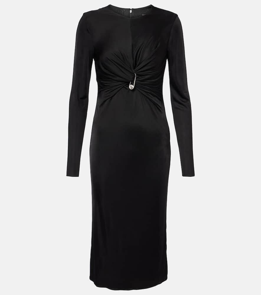versace safety pin gathered jersey midi dress