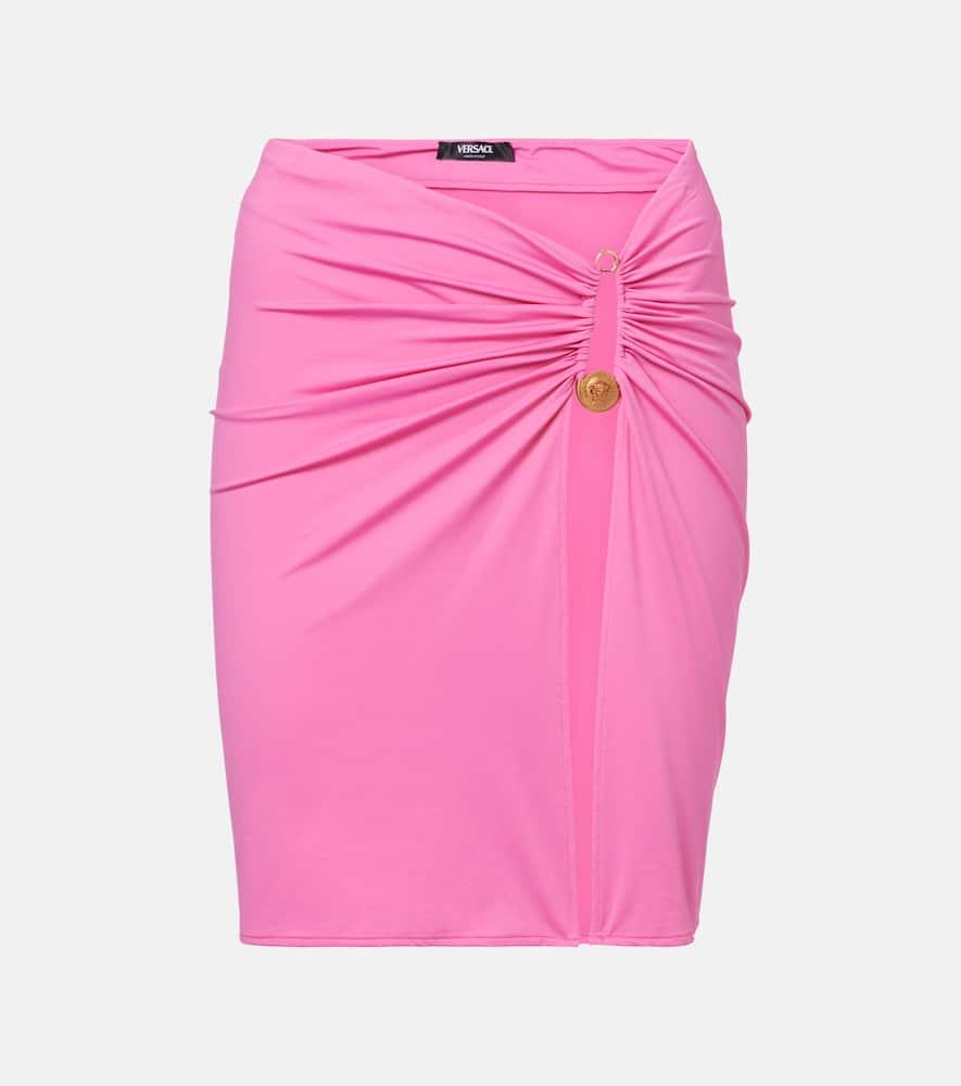 versace safety pin gathered jersey miniskirt