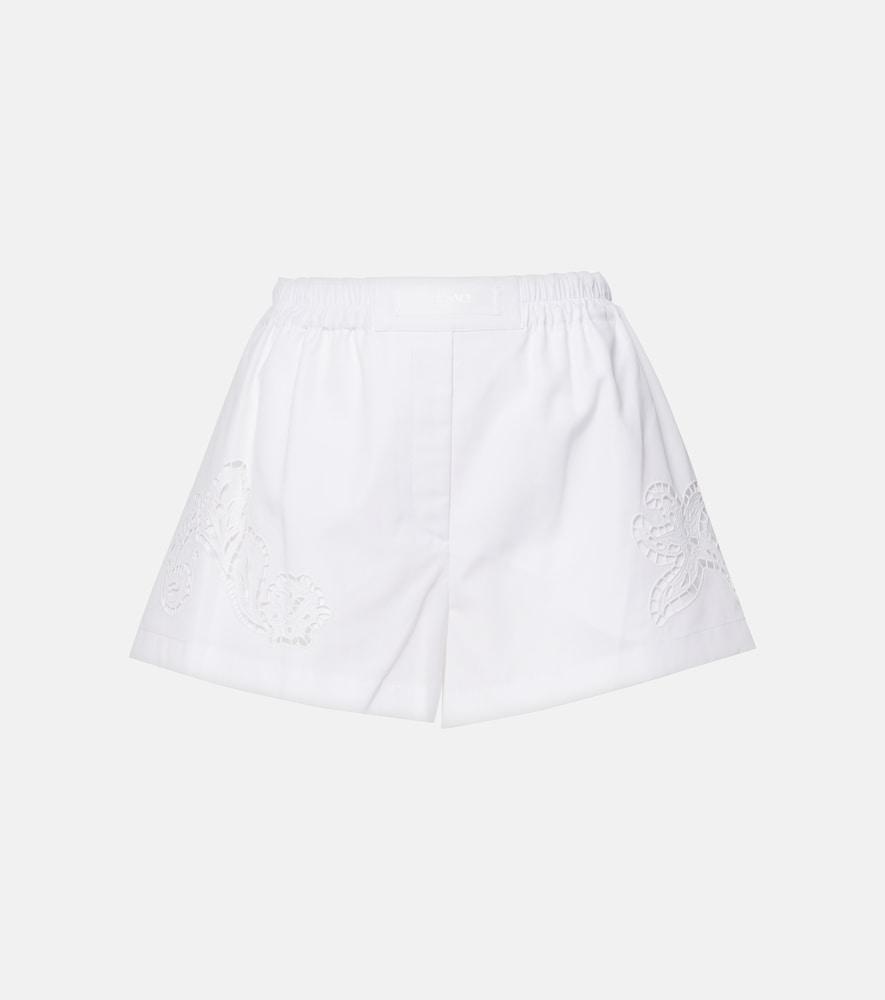 versace sangallo embroidered cotton poplin shorts