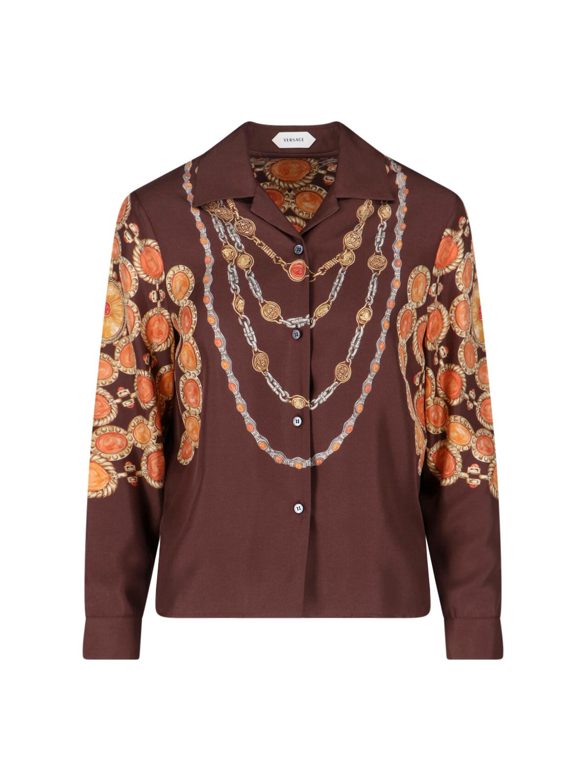 versace shirts brown silk - women