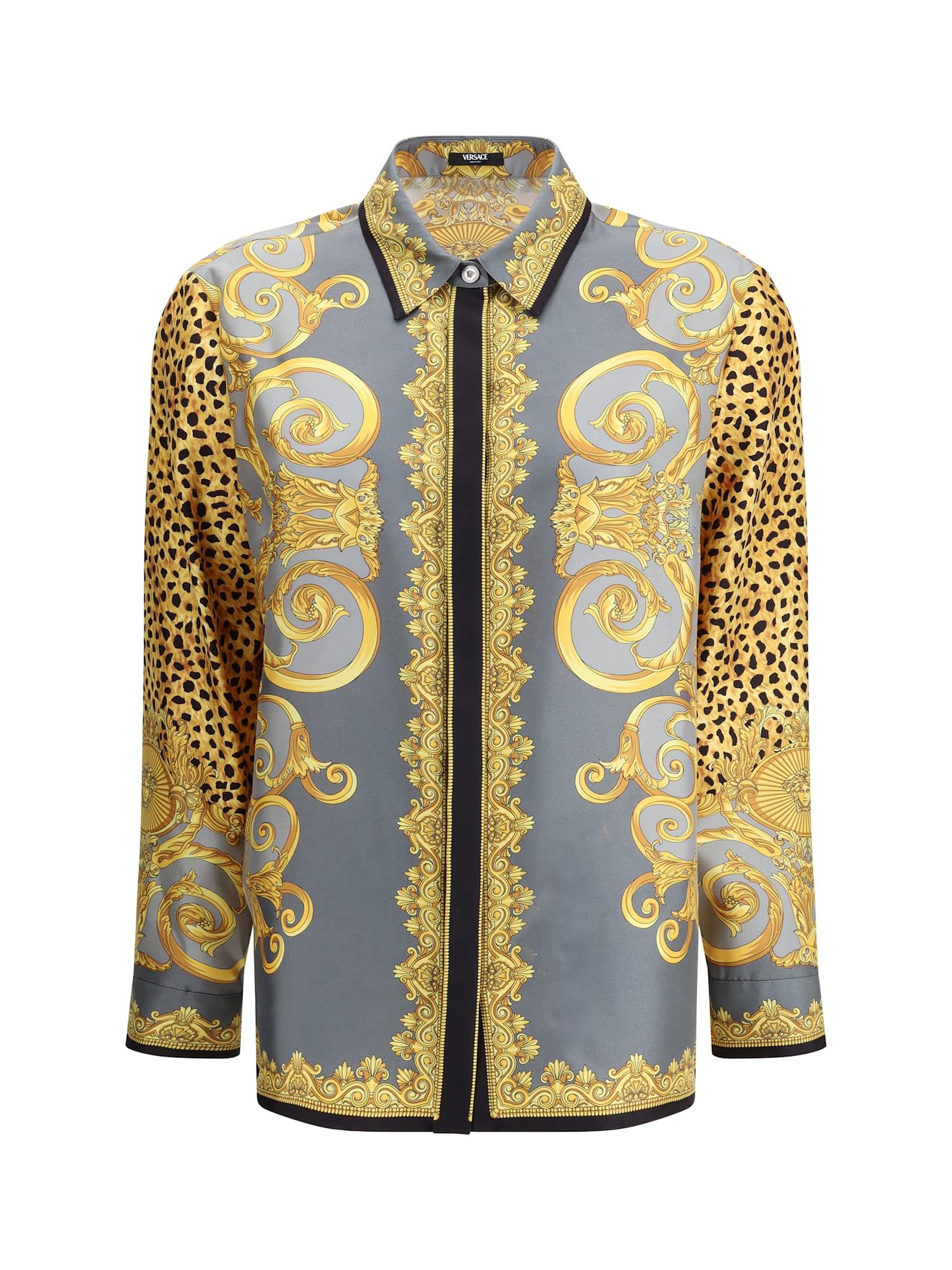 versace silk cheetah foulard shirt