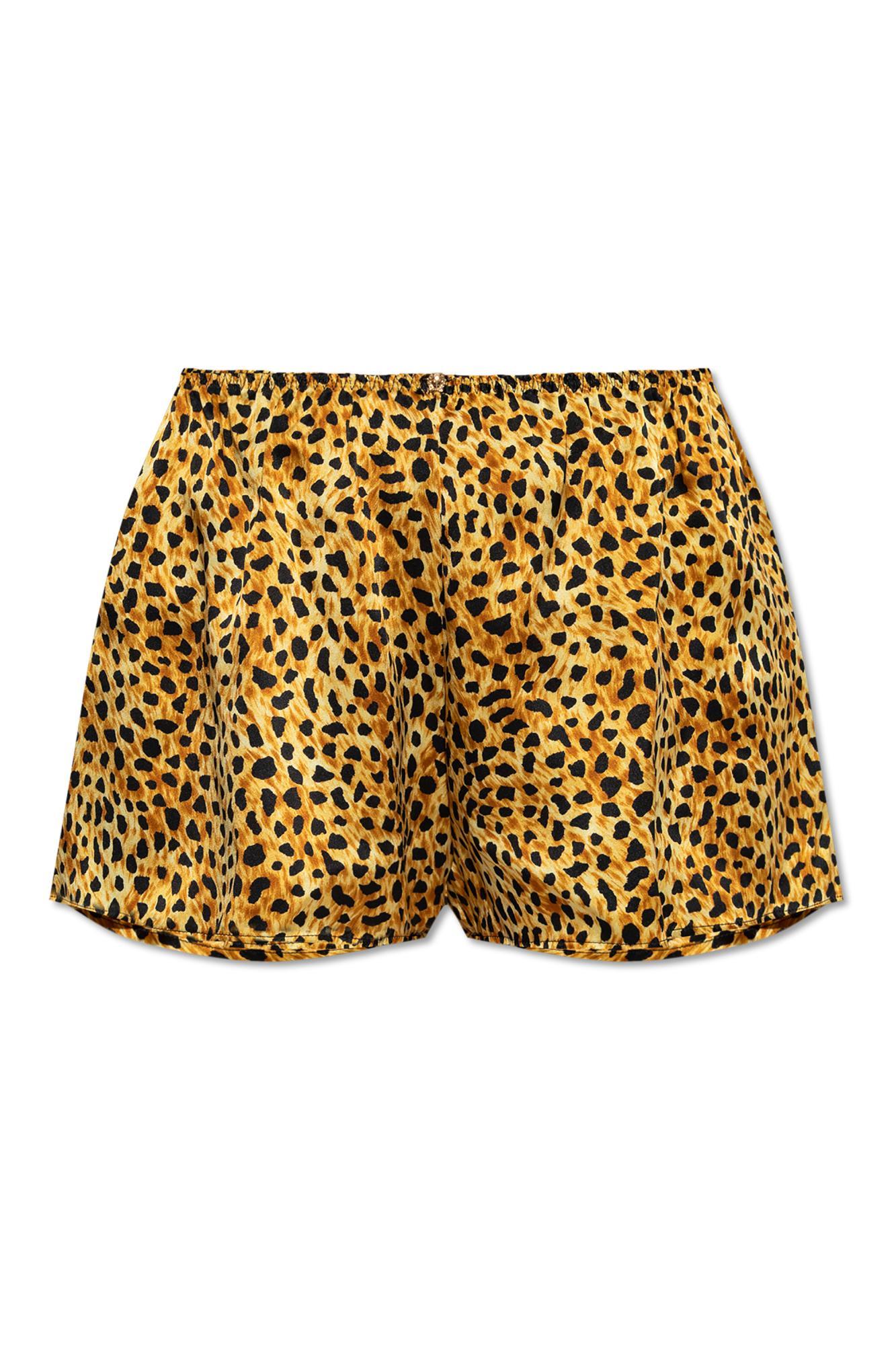 versace silk shorts with animal motif