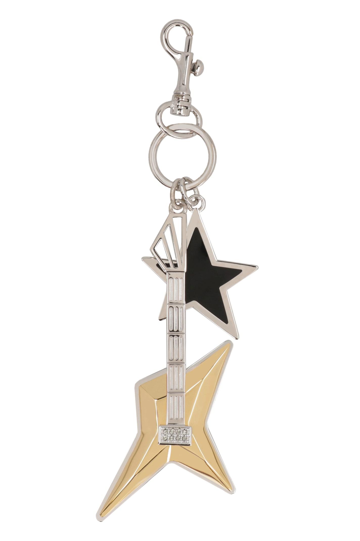 versace silver-tone metal key ring and clasp