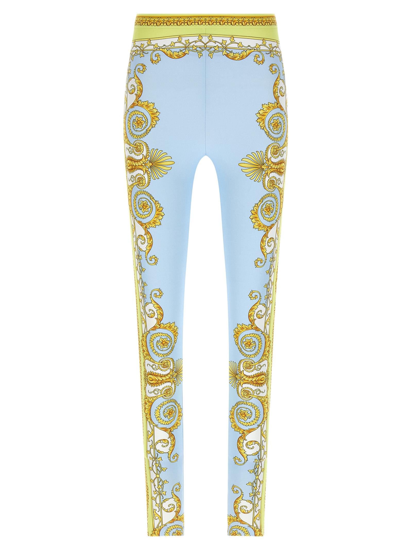 versace spring barocco leggings light blue nylon - women
