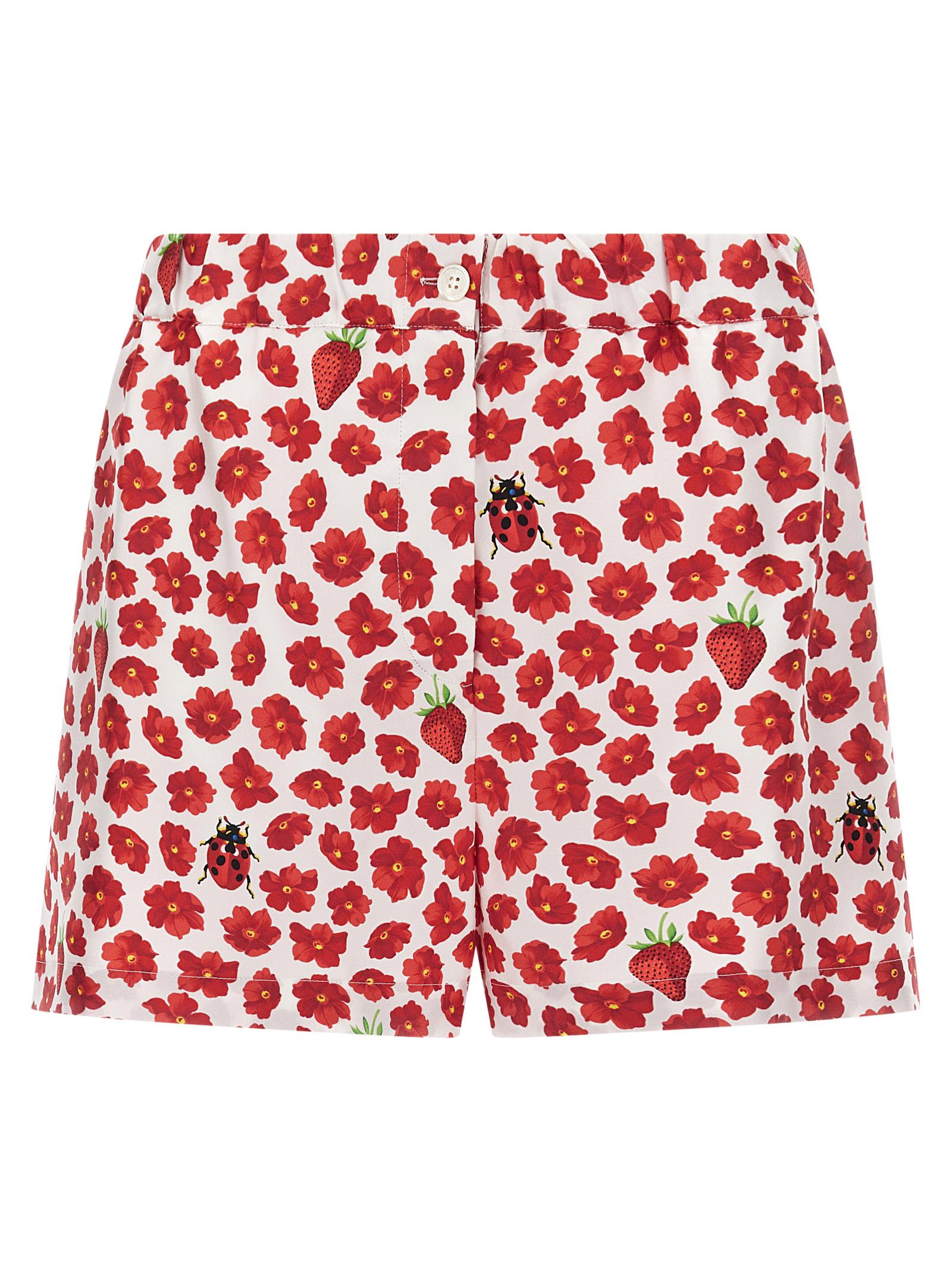 versace strawberry garden shorts multicolor silk bermuda - women