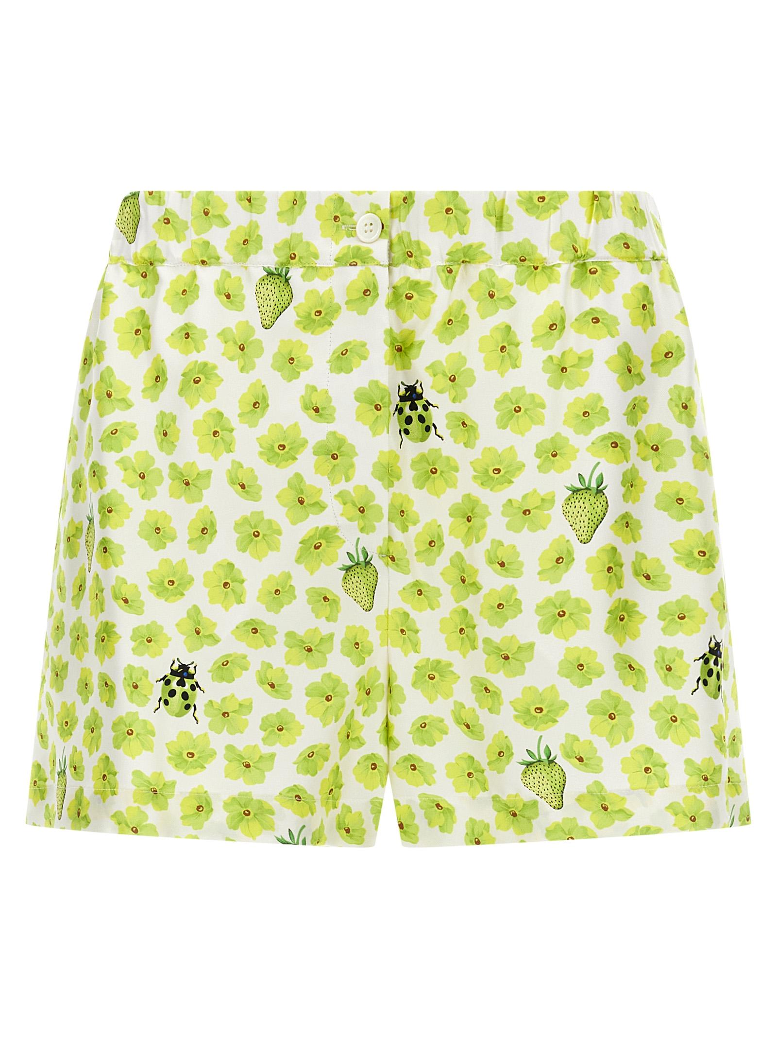 versace strawberry garden shorts multicolor silk bermuda - women