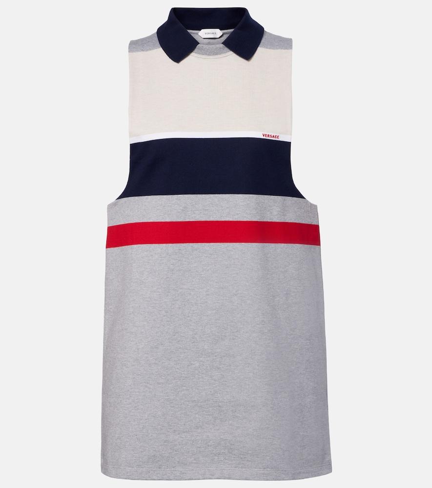 versace striped cotton jersey polo dress
