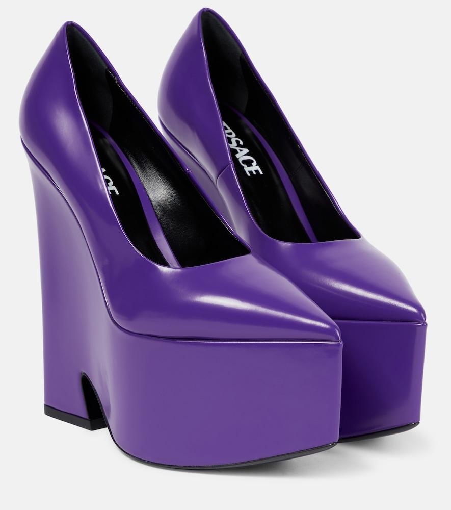 versace tempest leather platform pumps