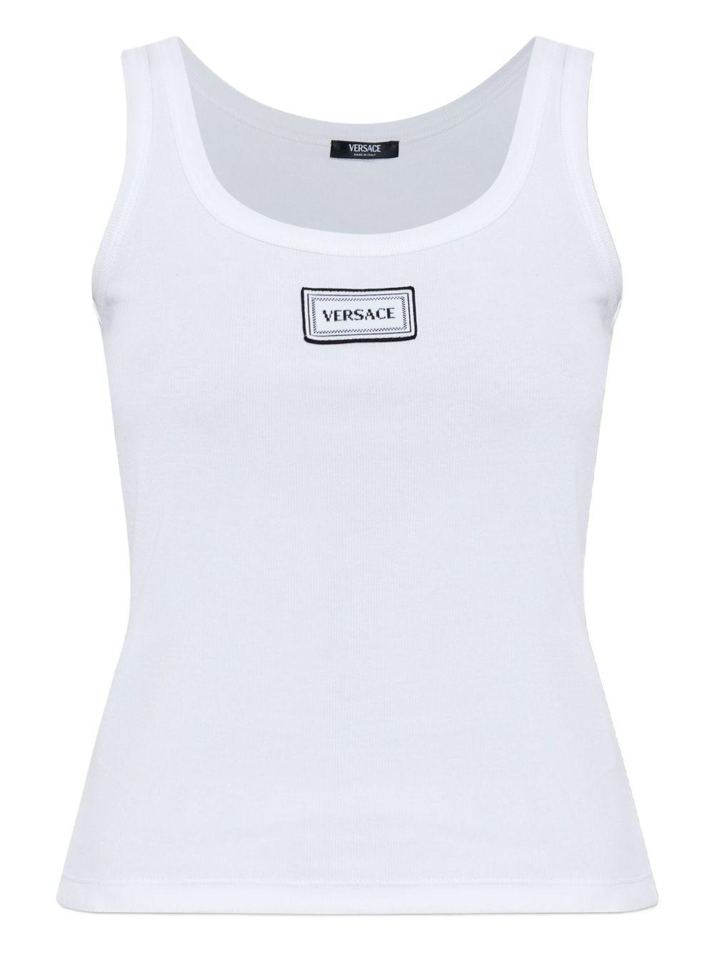 versace top white outer:elastane - women