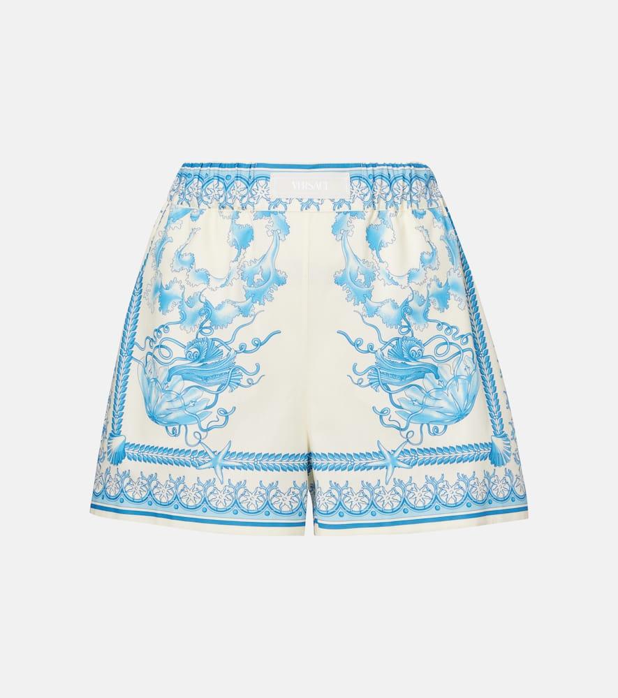 versace underwater barocco cotton poplin shorts
