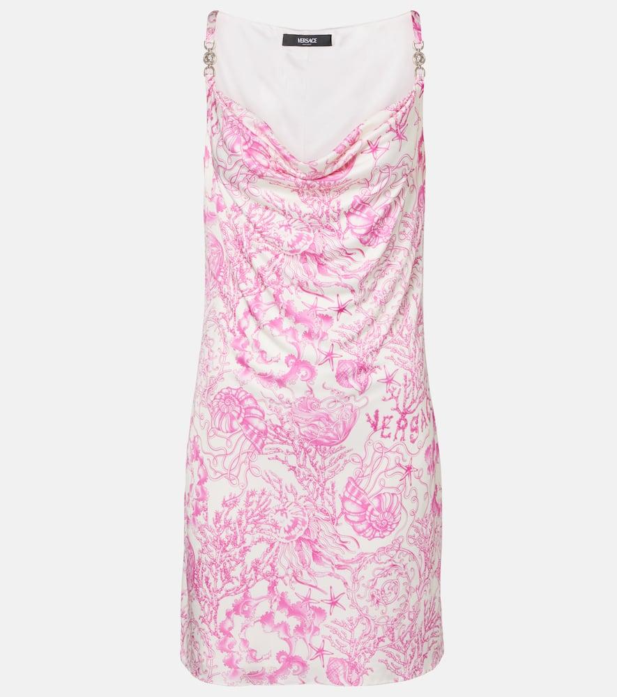 versace underwater barocco draped satin minidress