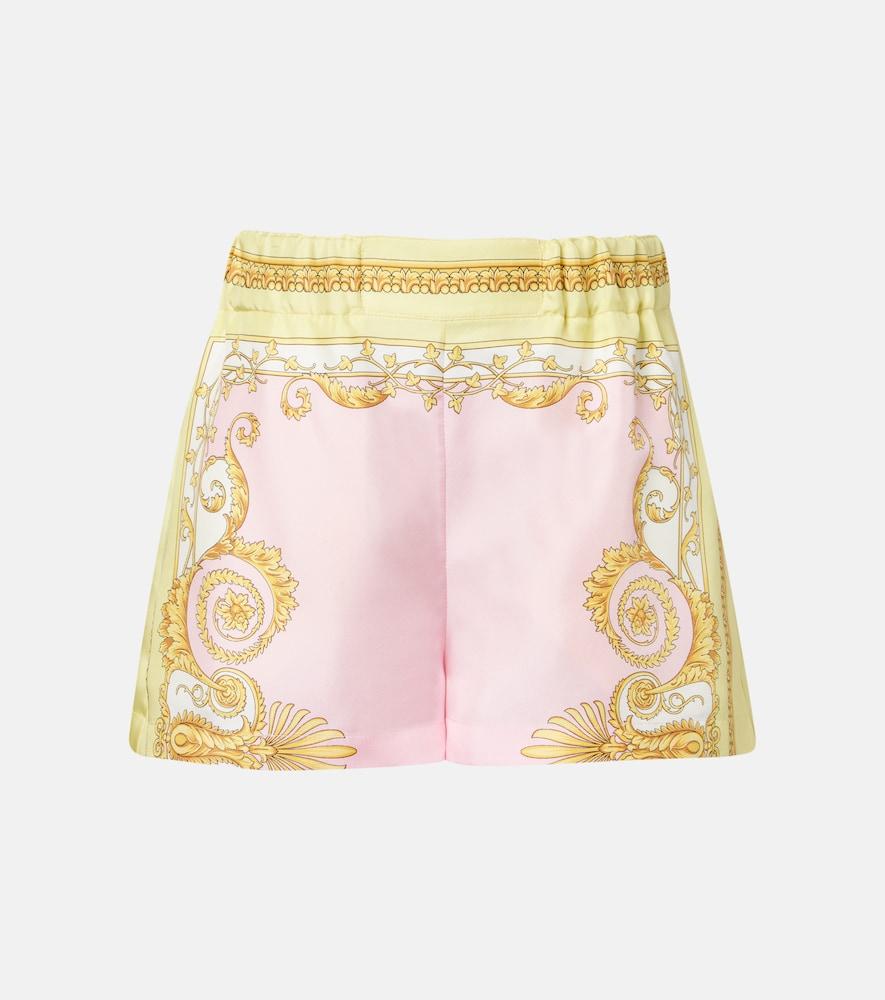 versace underwater barocco silk twill shorts