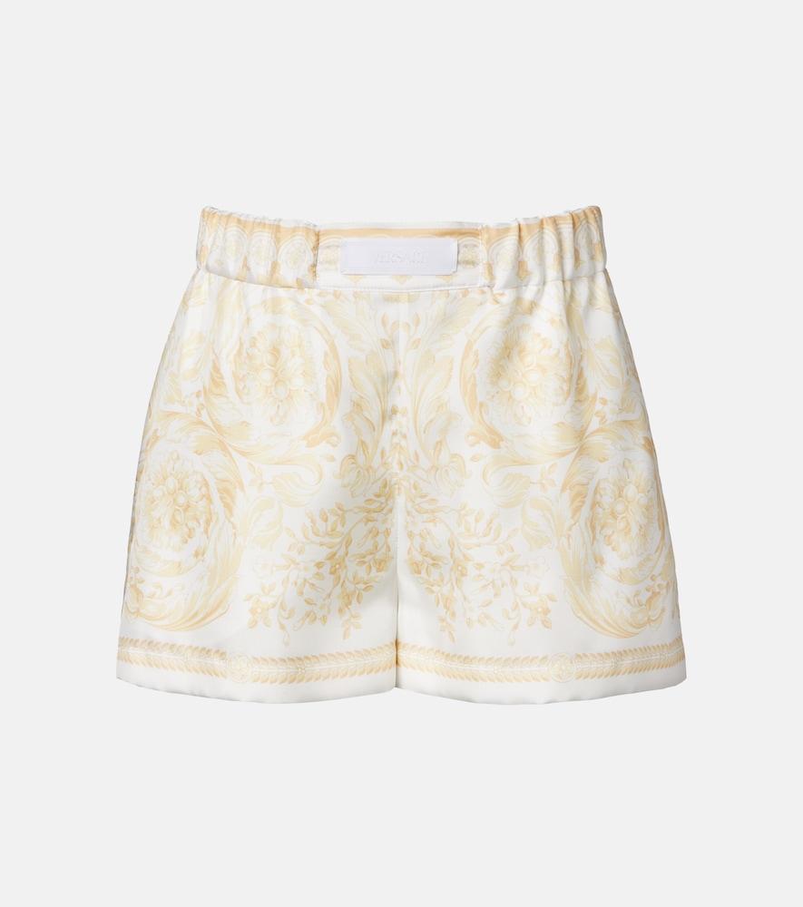 versace underwater barocco silk twill shorts