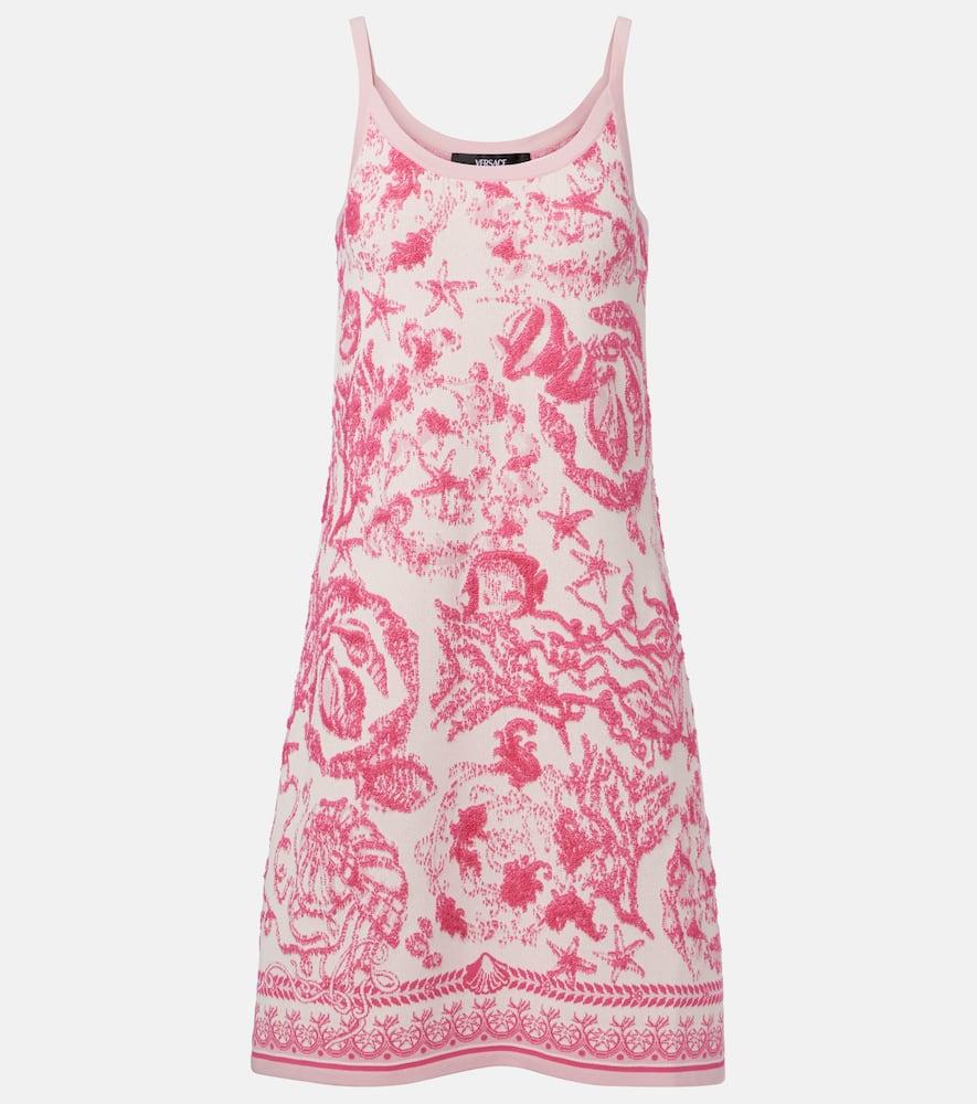 versace underwater barocco terry jacquard minidress