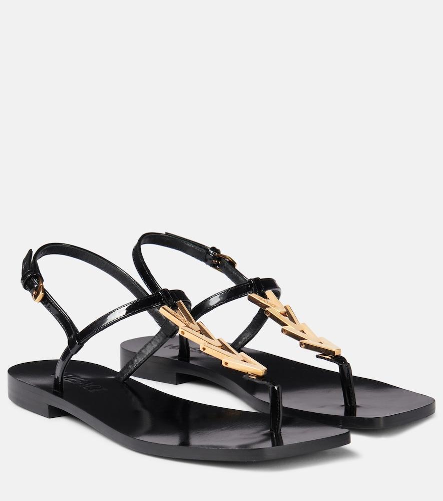 versace v2025 chain leather thong sandals
