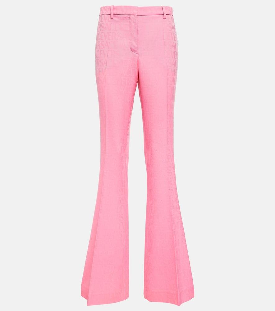 versace versace allover flared wool pants