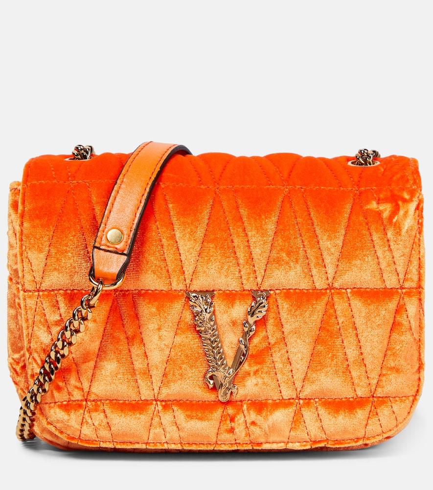 versace virtus small velvet shoulder bag