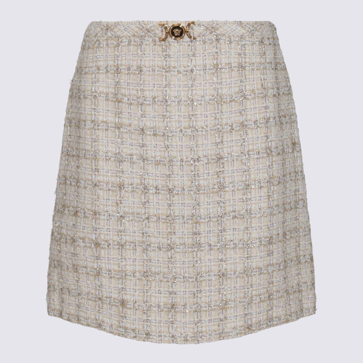 versace white cotton mini skirt