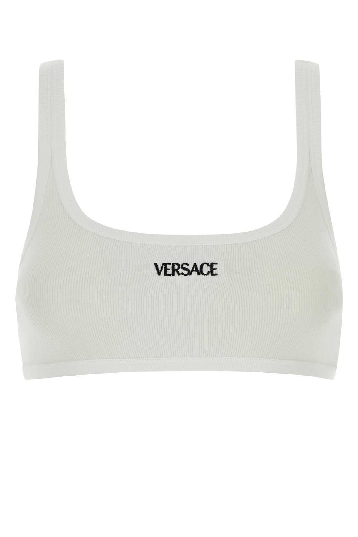versace white stretch cotton bra