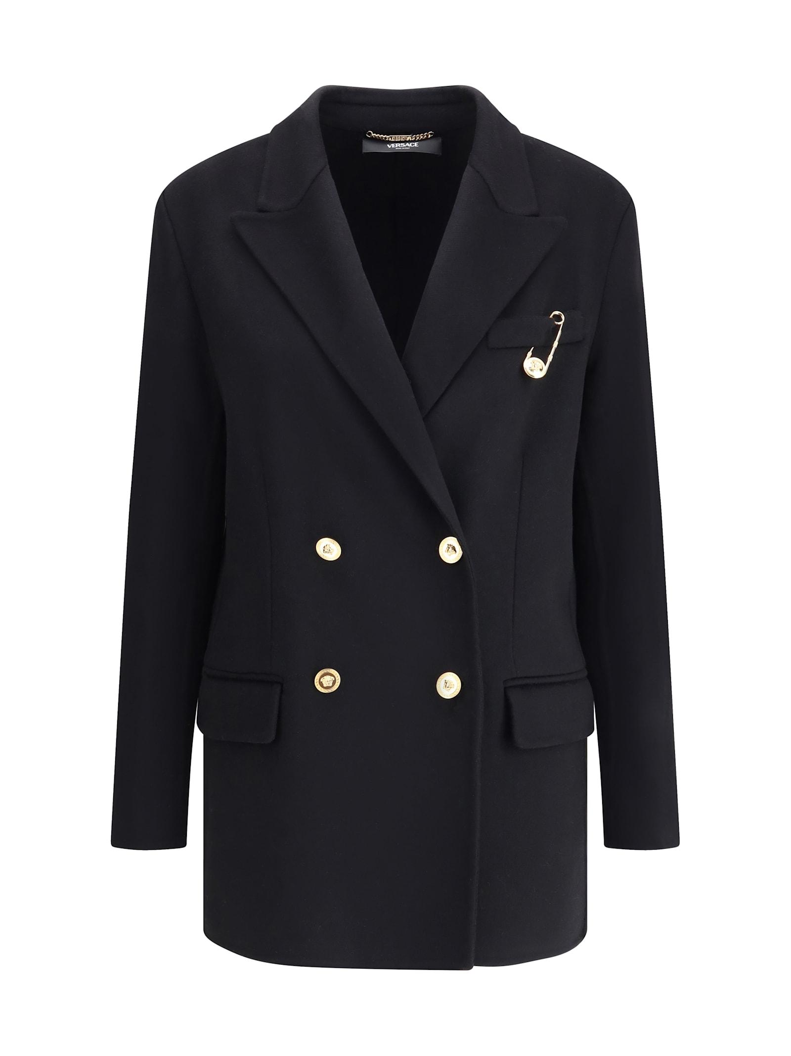 versace wool and cachemire double-breasted coat