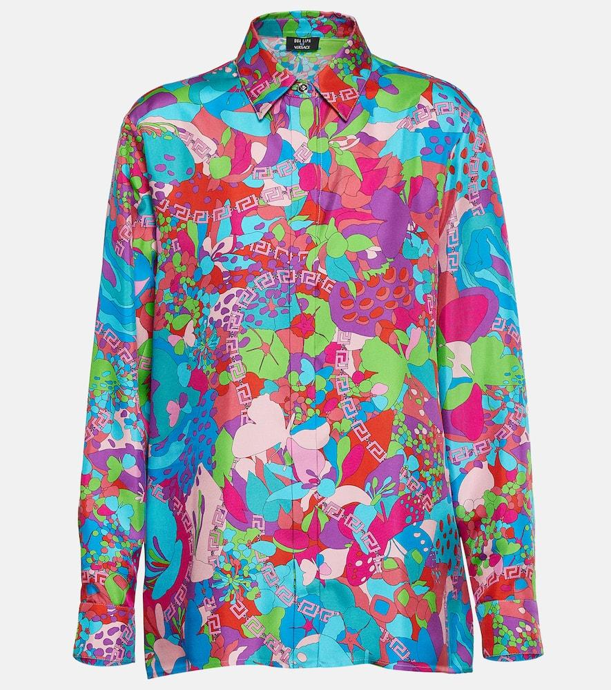 versace x dua lipa floral summer silk twill shirt