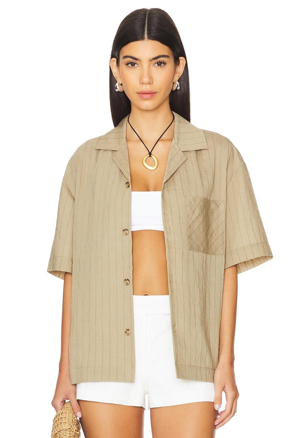 vertical stripe short sleeve shirt