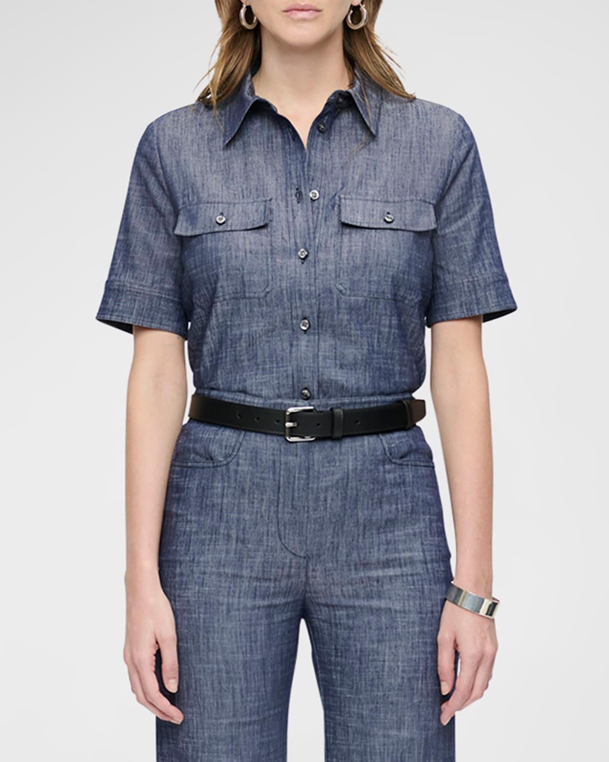 vesper button-down stretch denim shirt