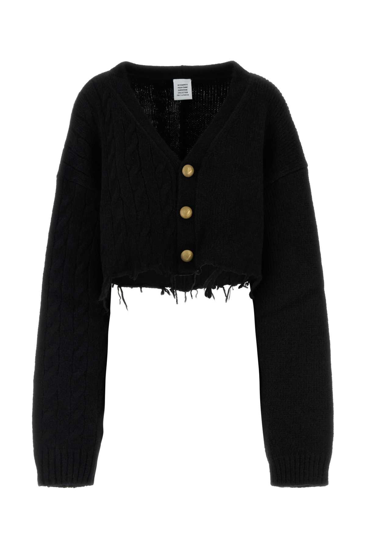 vetements black alpaca blend cardigan