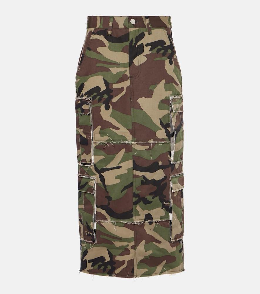 vetements camouflage cotton cargo midi skirt