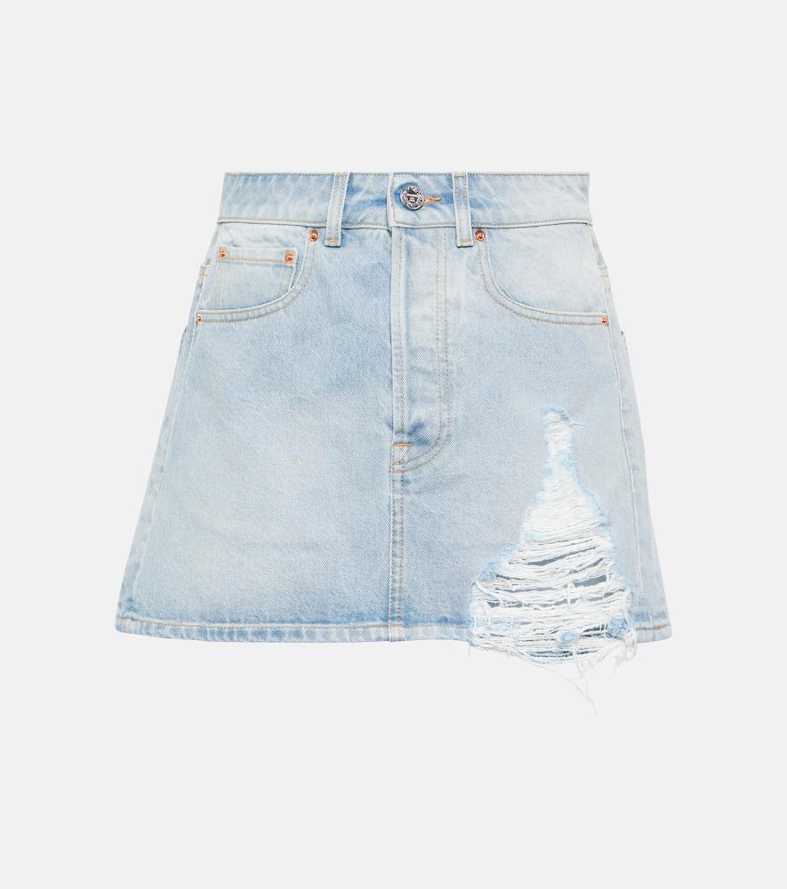 vetements distressed denim miniskirt