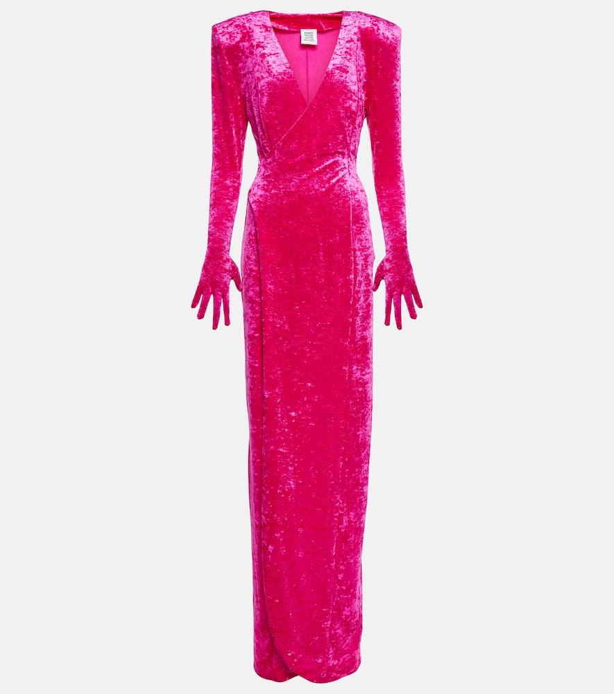 vetements diva gloves velvet maxi dress