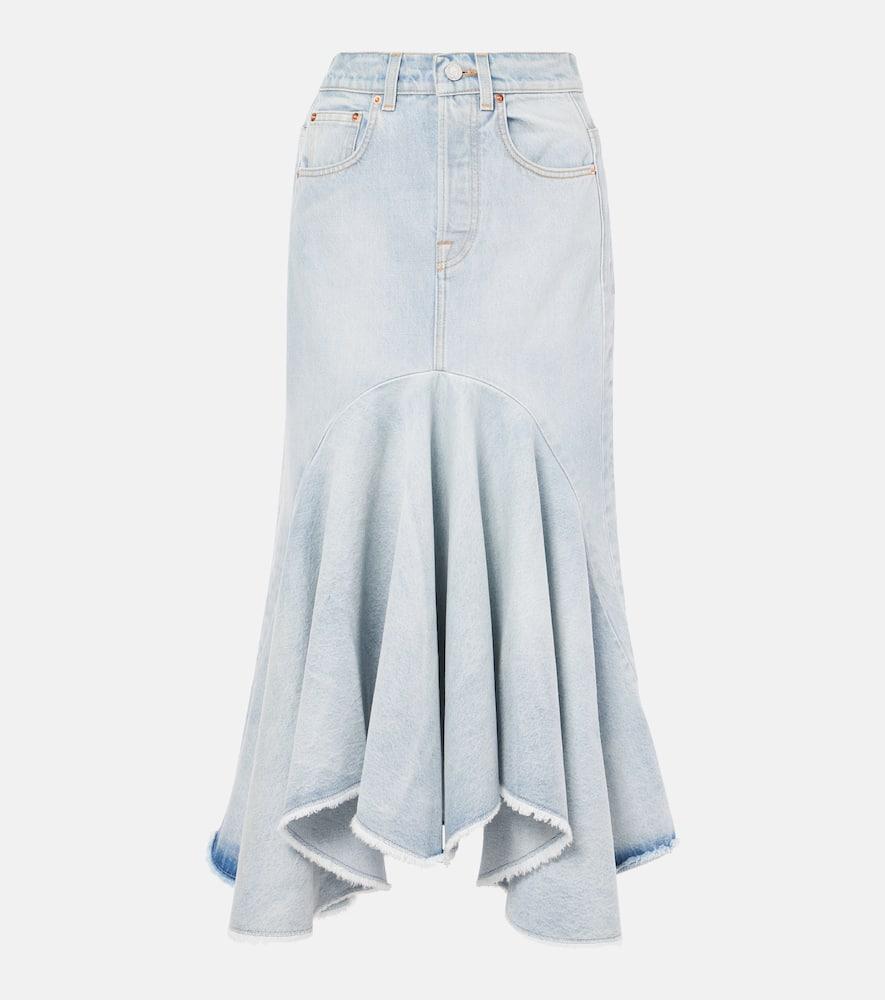 vetements godet denim midi skirt