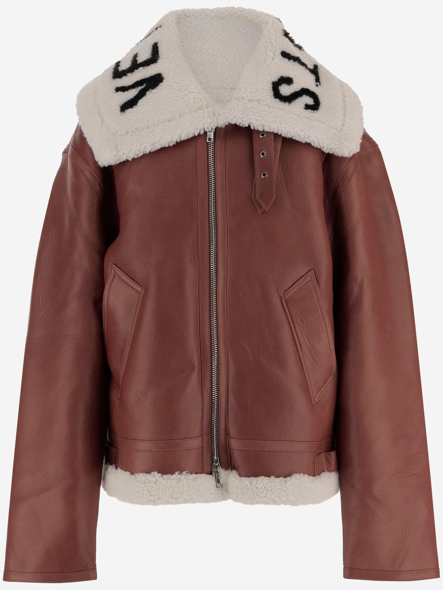 vetements leather jacket with logo