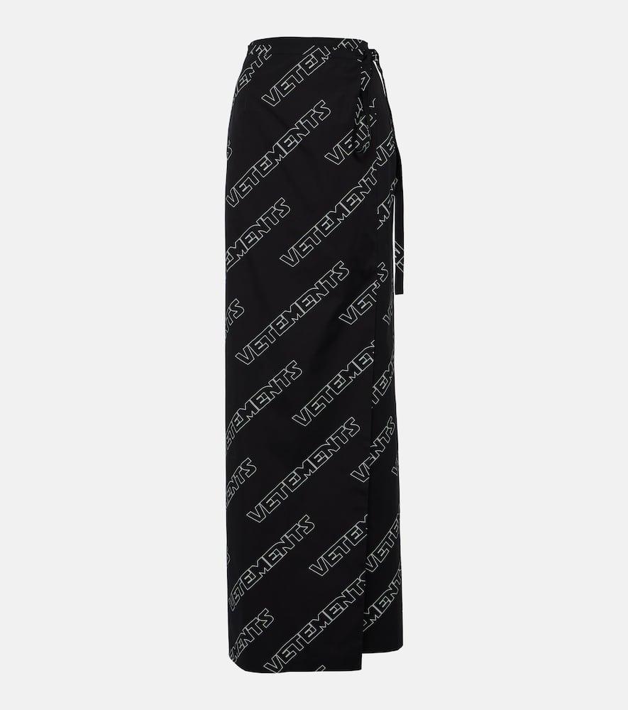 vetements logo cotton wrap skirt