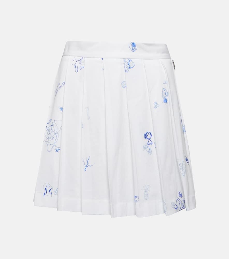 vetements printed pleated cotton miniskirt