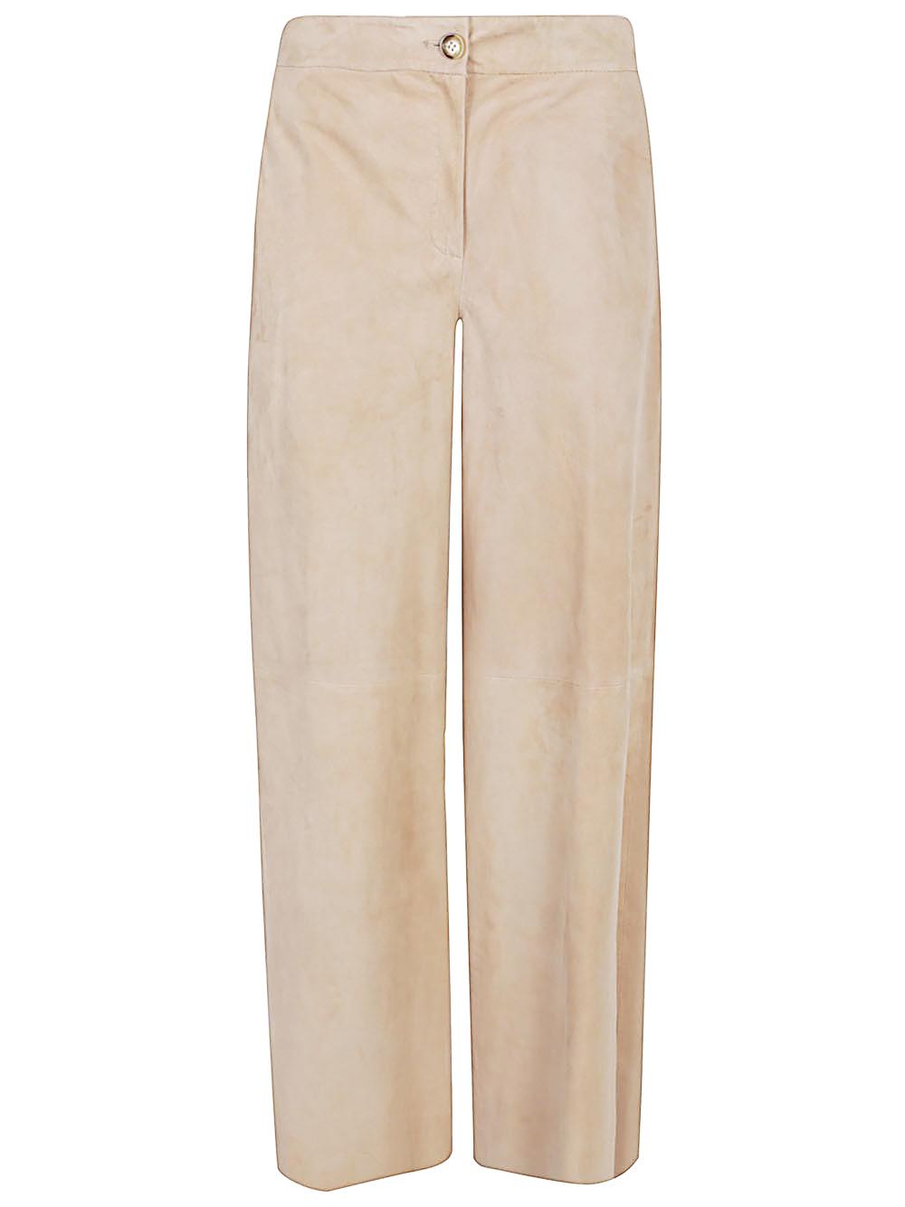 via masini 80 trousers beige leather - women