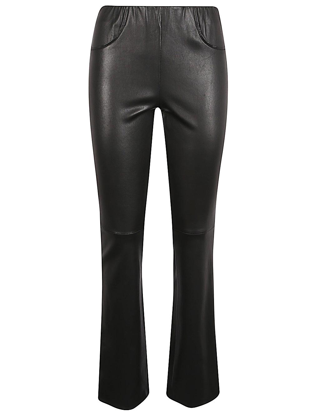 via masini 80 trousers black leather - women