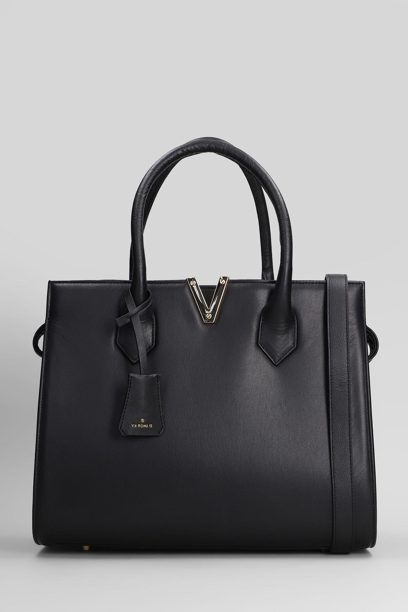 via roma 15 tote in black leather