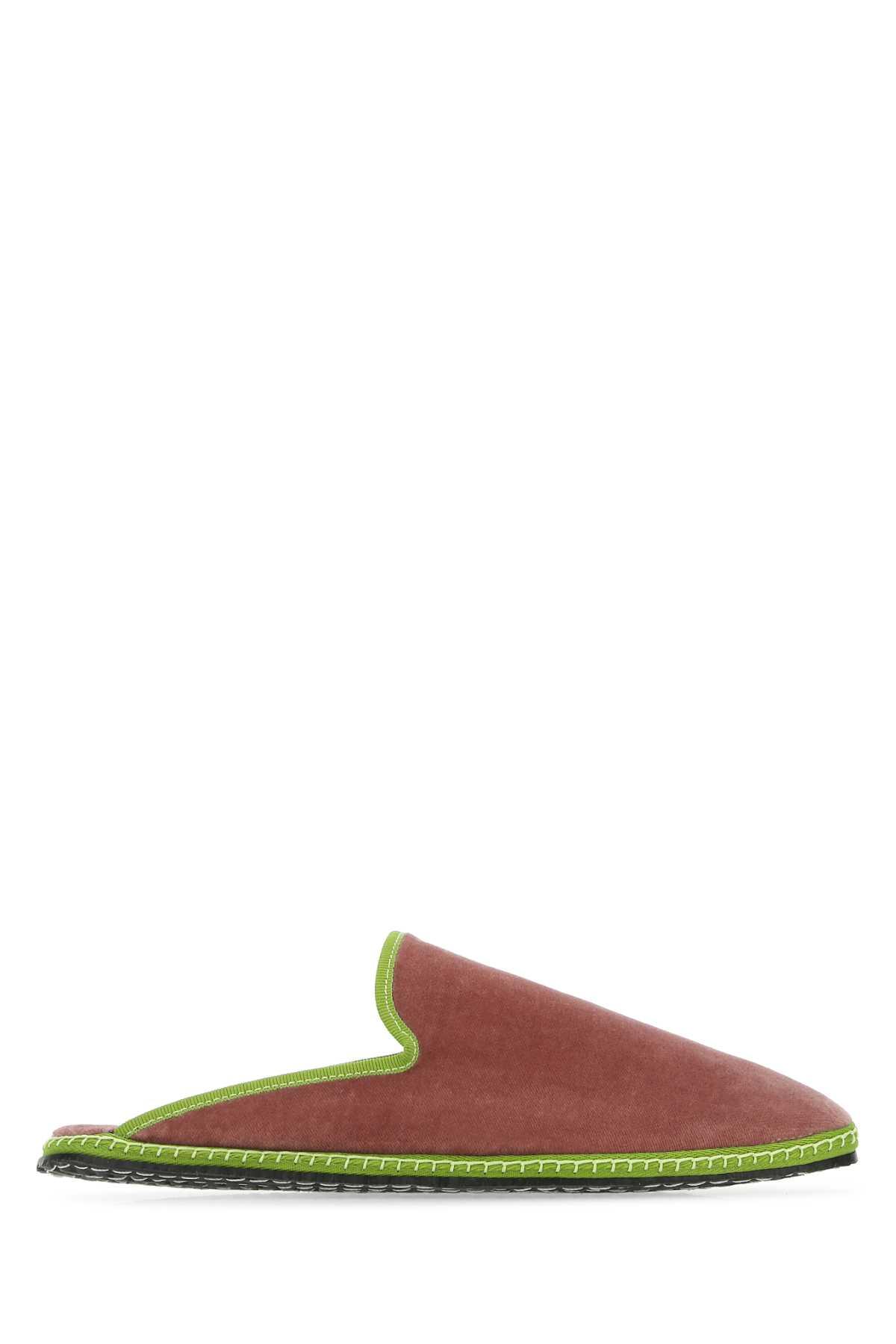 vibi venezia antiqued pink velvet mules