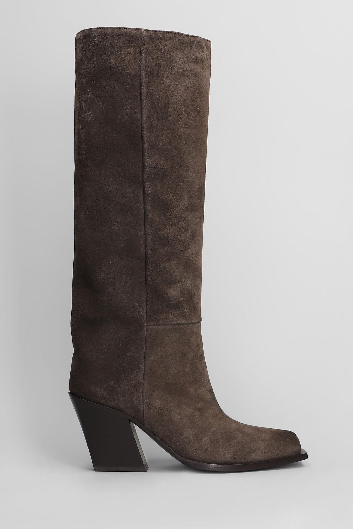 vic matié sense 351 texan boots in taupe suede