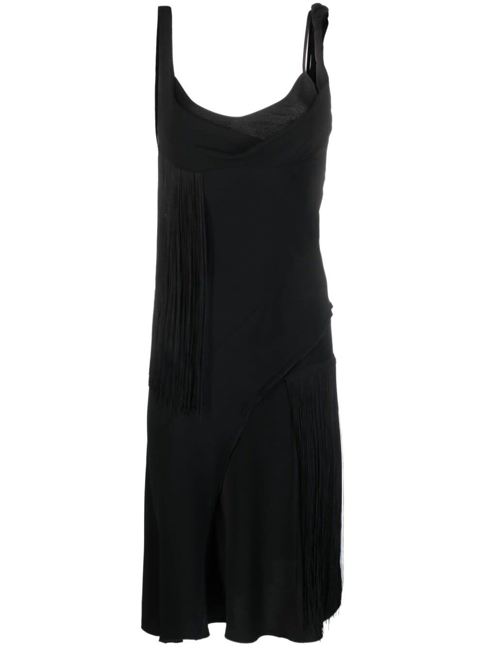victoria beckham asymmetric fringe mini dress
