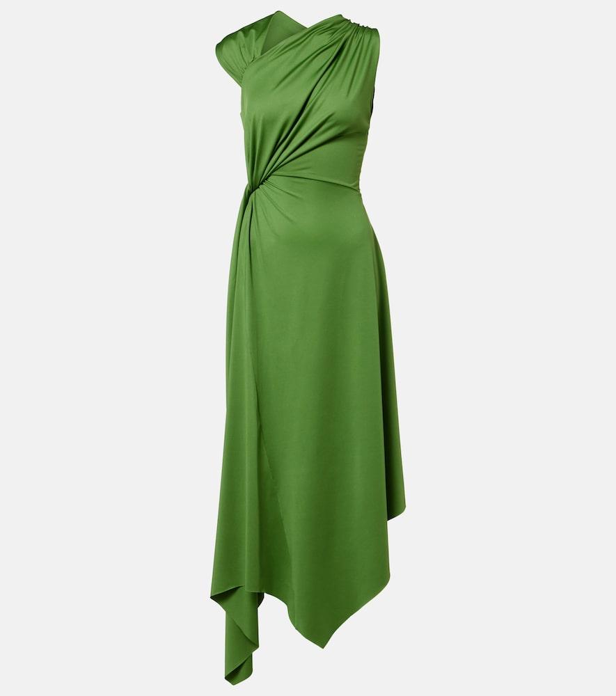 victoria beckham asymmetric gathered jersey midi dress
