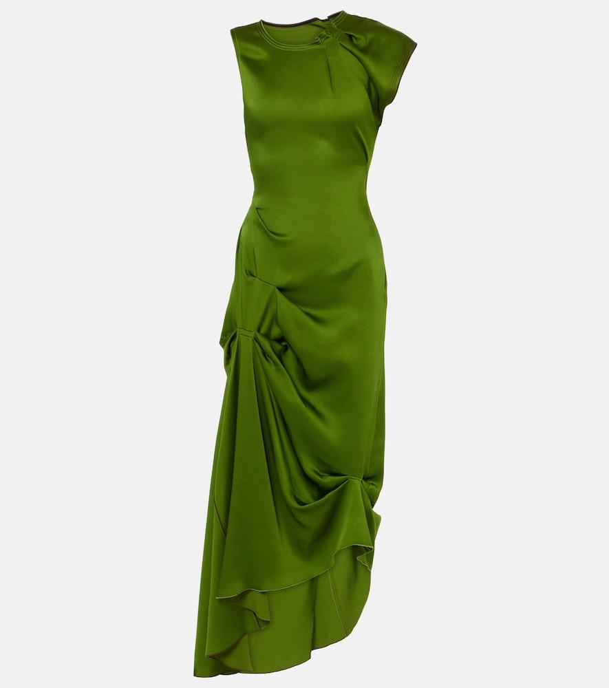 victoria beckham asymmetric satin midi dress