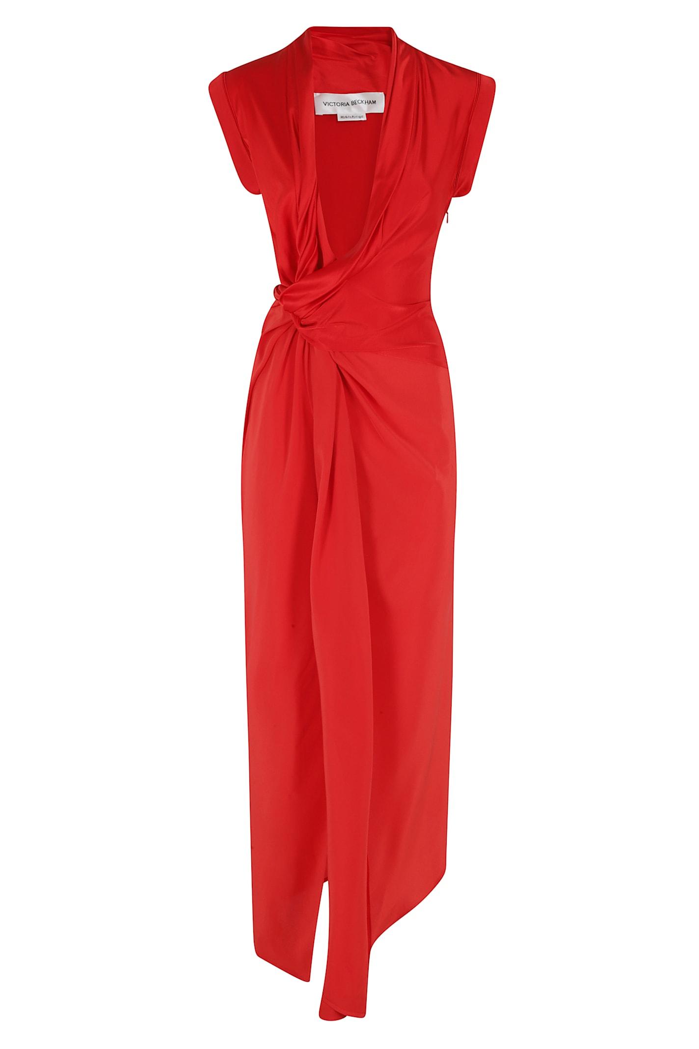 victoria beckham asymmetric twist detail dress