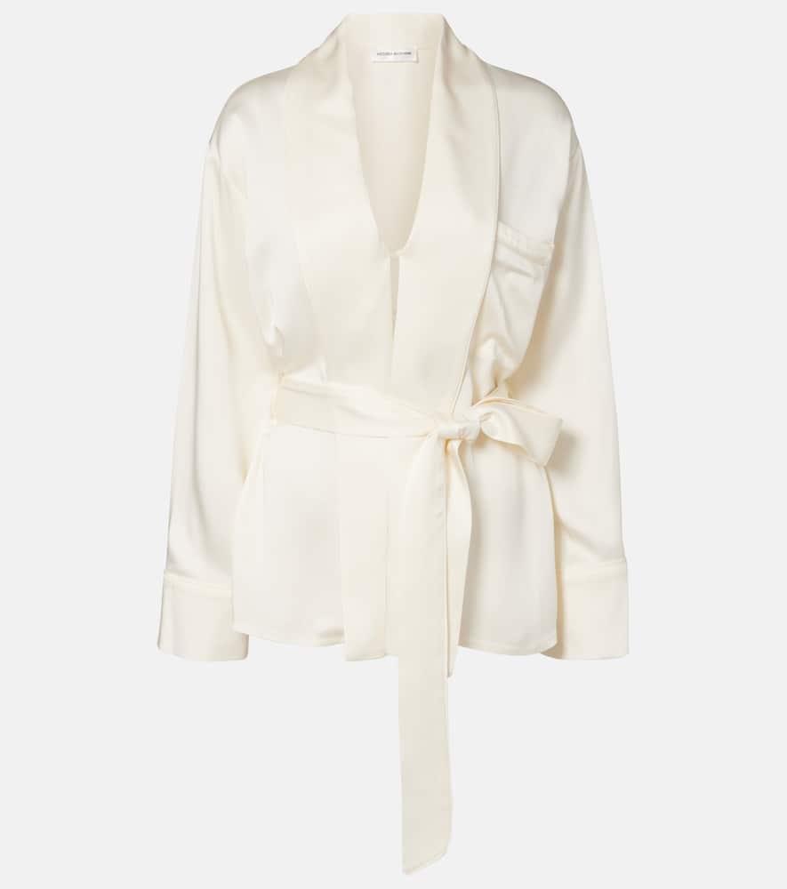 victoria beckham belted satin wrap top